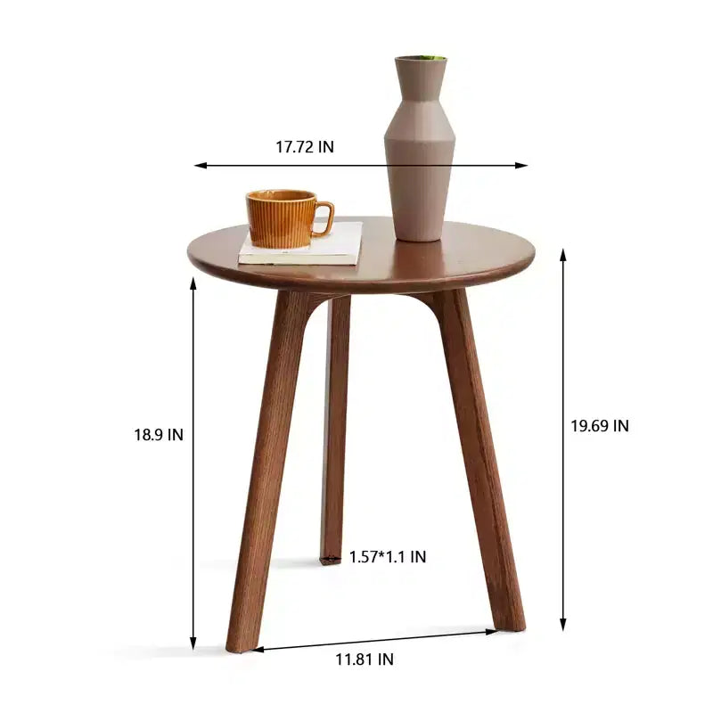 Minimalist 19.7" Three-Leg Solid Oak Round Side Table