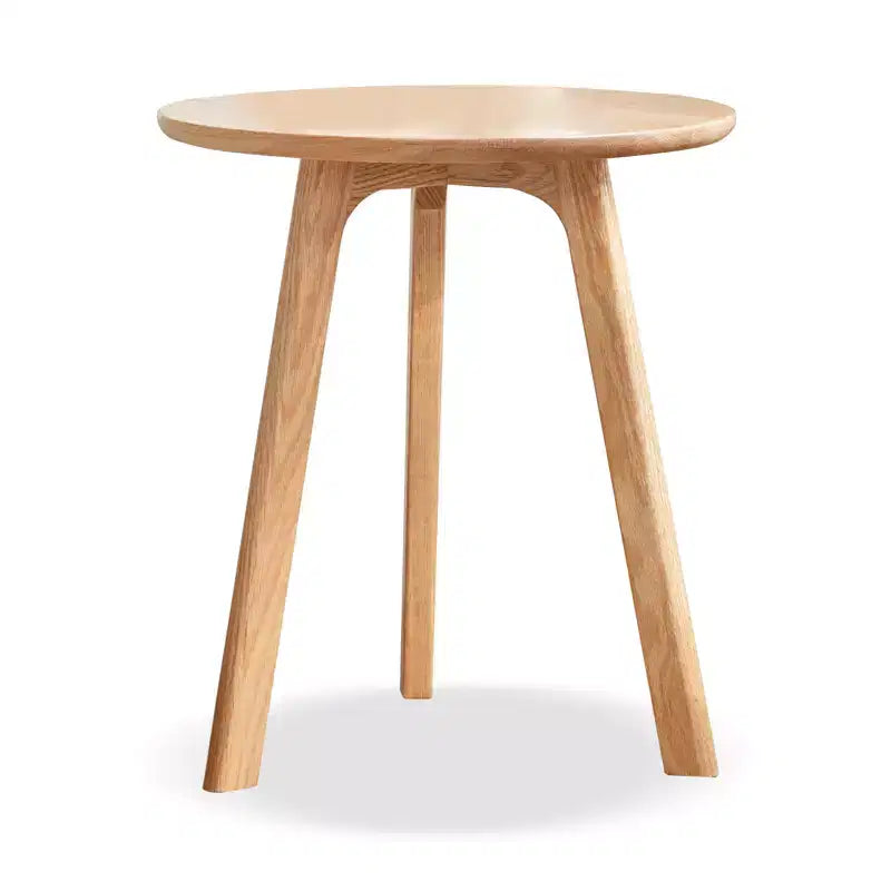 Minimalist 19.7" Three-Leg Solid Oak Round Side Table