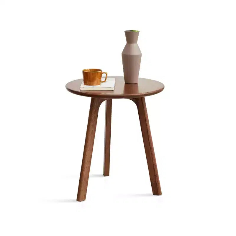 Minimalist 19.7" Three-Leg Solid Oak Round Side Table