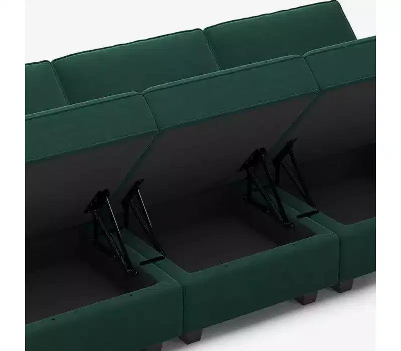 Modular Velvet Ottoman with Storage and Adjustable Armrest/Backrest
