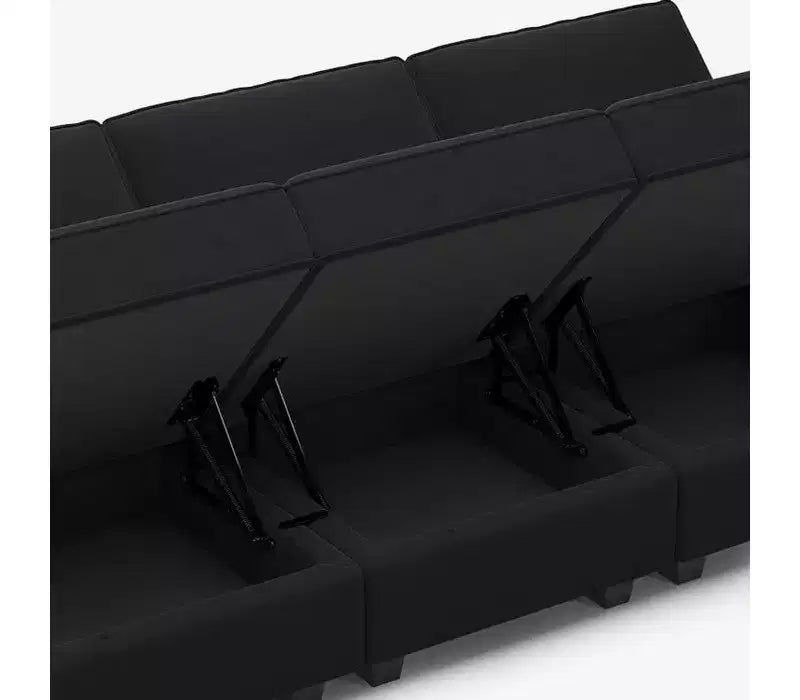 Modular Velvet Ottoman with Storage and Adjustable Armrest/Backrest