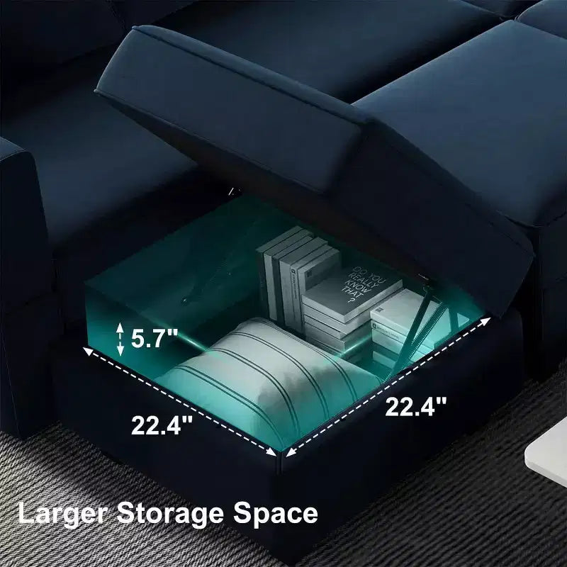Modular Velvet Ottoman with Storage and Adjustable Armrest/Backrest