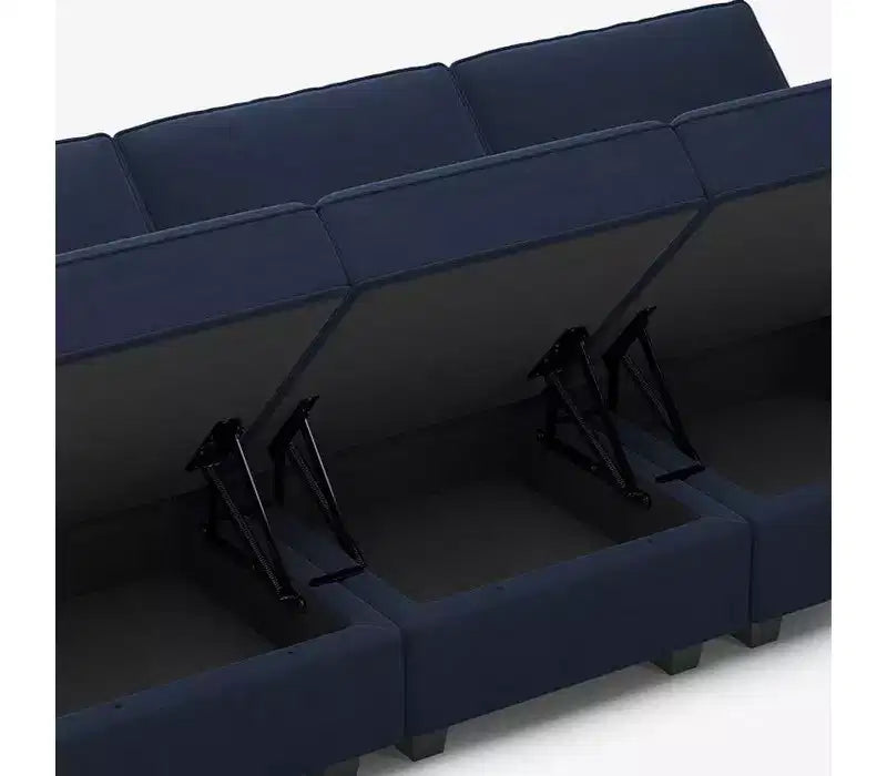 Modular Velvet Ottoman with Storage and Adjustable Armrest/Backrest