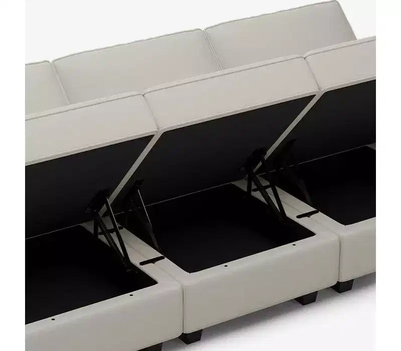 Modular Velvet Ottoman with Storage and Adjustable Armrest/Backrest