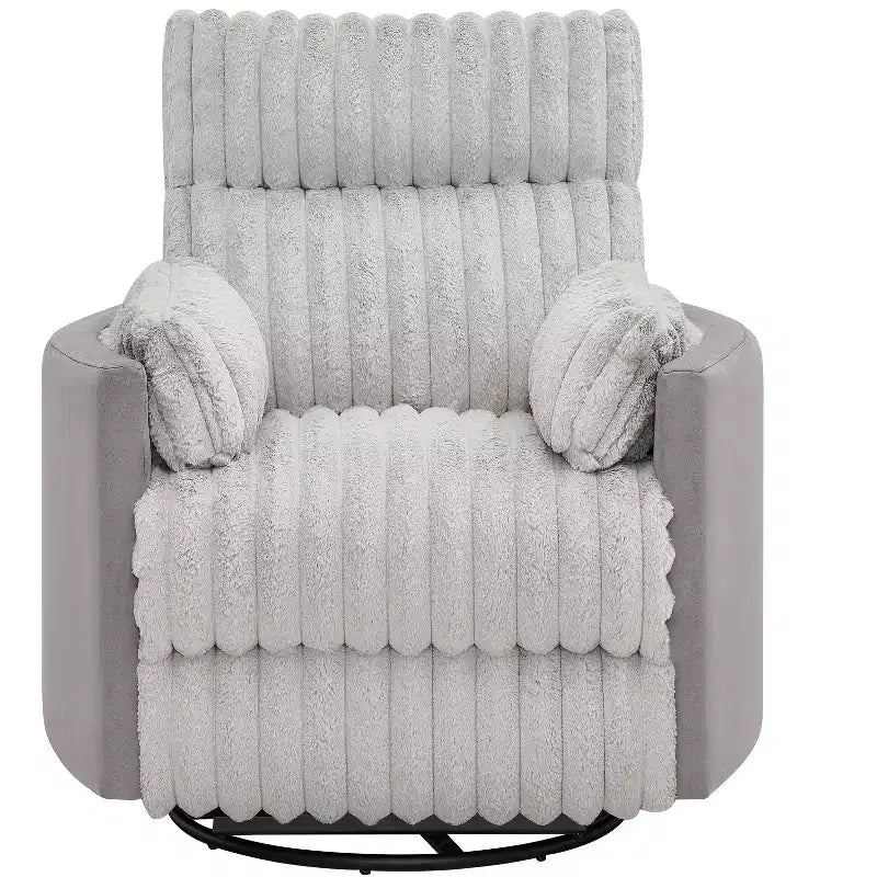 Wide Wale Corduroy Manual Recliner with 360° Swivel