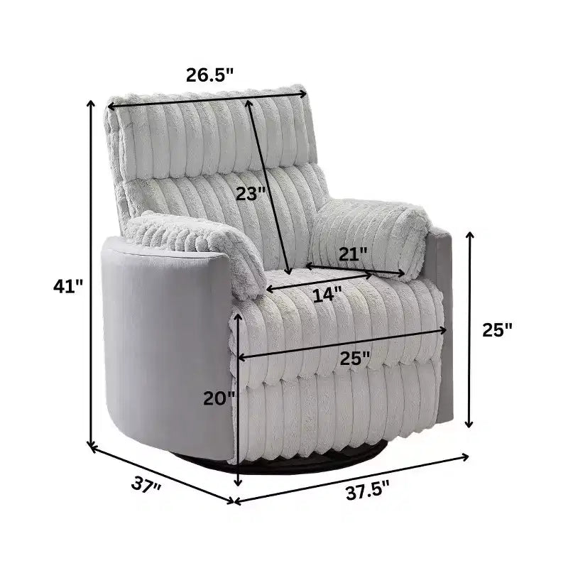 Wide Wale Corduroy Manual Recliner with 360° Swivel
