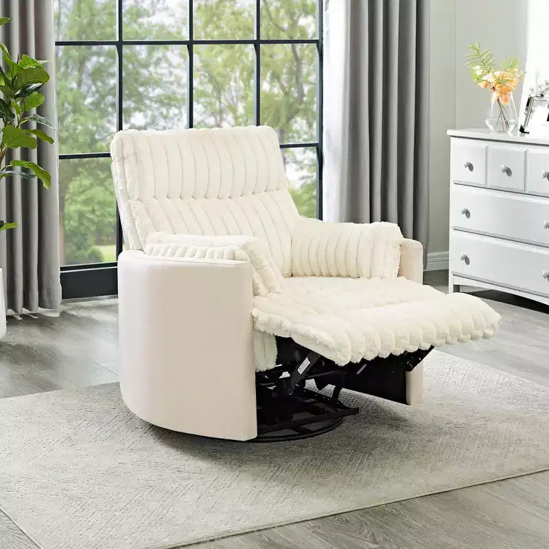 Wide Wale Corduroy Manual Recliner with 360° Swivel