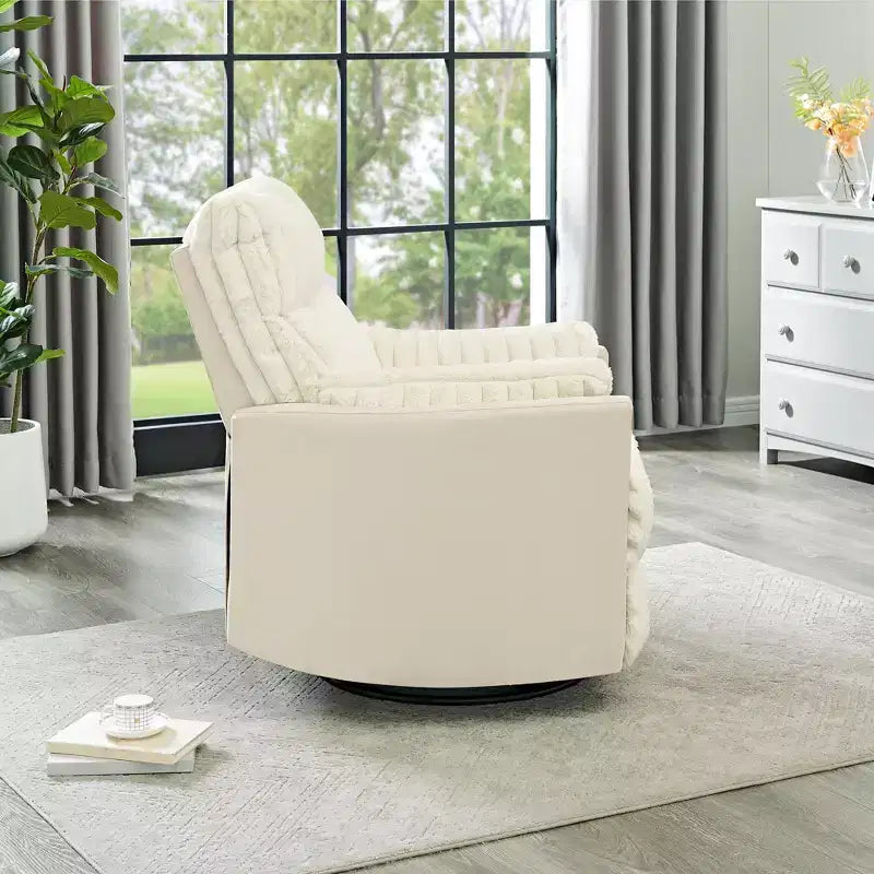Wide Wale Corduroy Manual Recliner with 360° Swivel