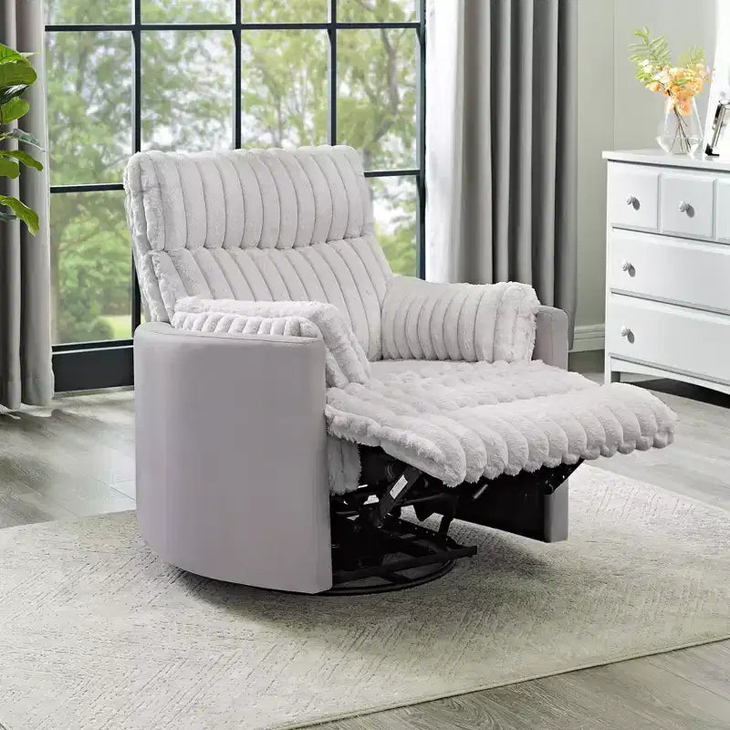 Wide Wale Corduroy Manual Recliner with 360° Swivel