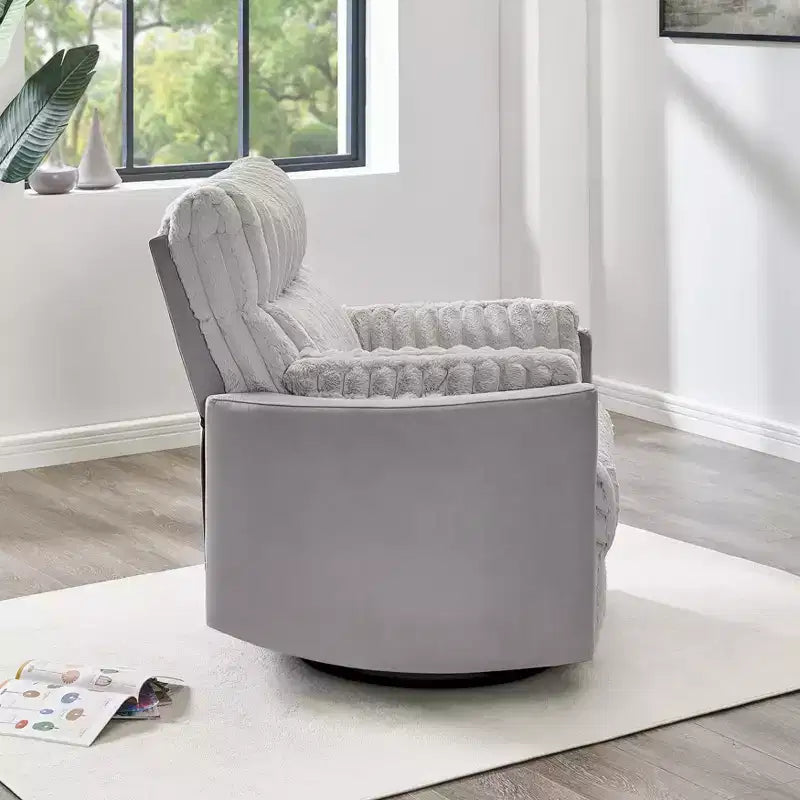Wide Wale Corduroy Manual Recliner with 360° Swivel