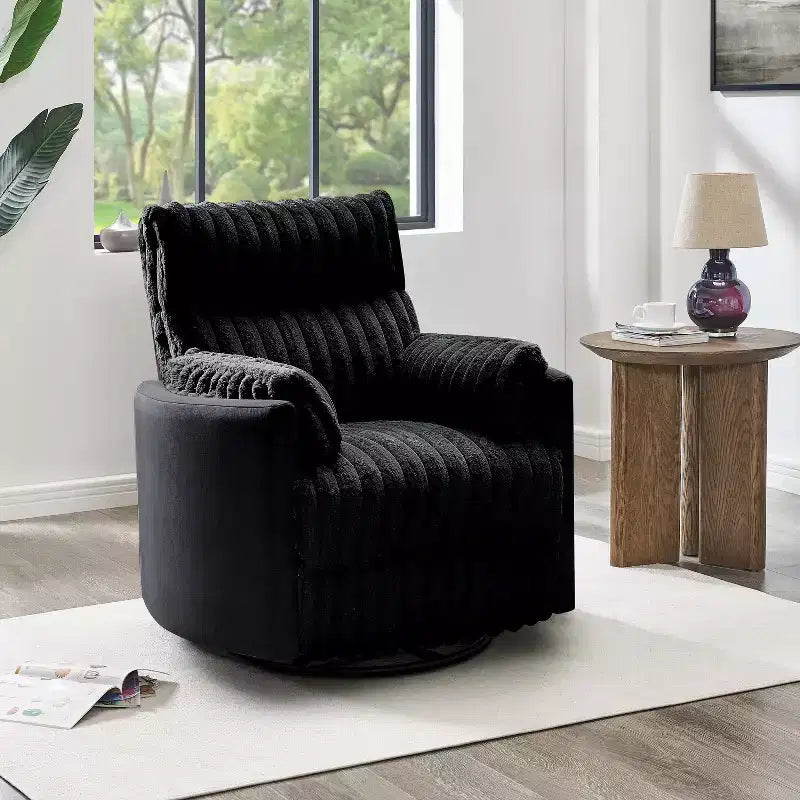 Wide Wale Corduroy Manual Recliner with 360° Swivel
