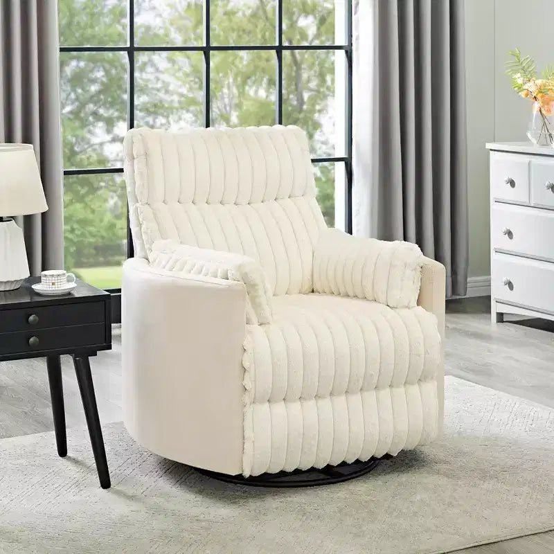 Wide Wale Corduroy Manual Recliner with 360° Swivel