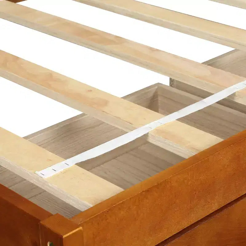 Twin Size Platform Bed with 3 Storage Drawers, Solid Pine Wood