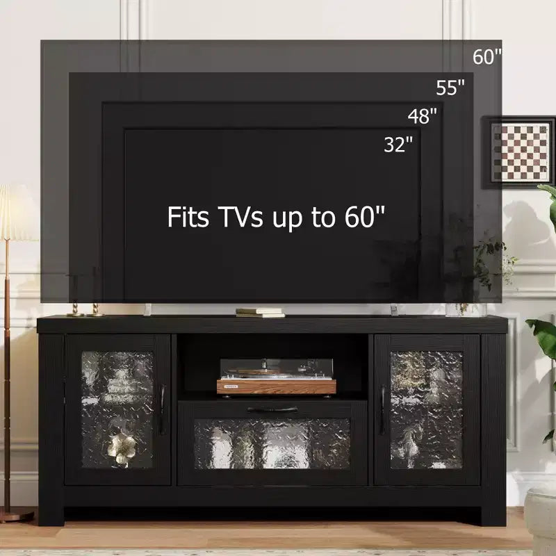 55 Farmhouse TV Stand with Acrylic Doors - 300lb Weight Capacity & Adjustable Shelves Entertainment Center for Living Room or Bedroom