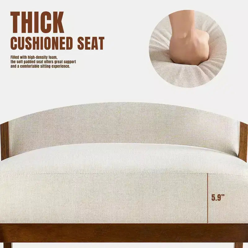 Mid-Century Modern Accent Chair, 5.9" Thick Cushioned Seat, 300 lbs Capacity Solid Wood Frame Armchair for Living Room, Bedroom