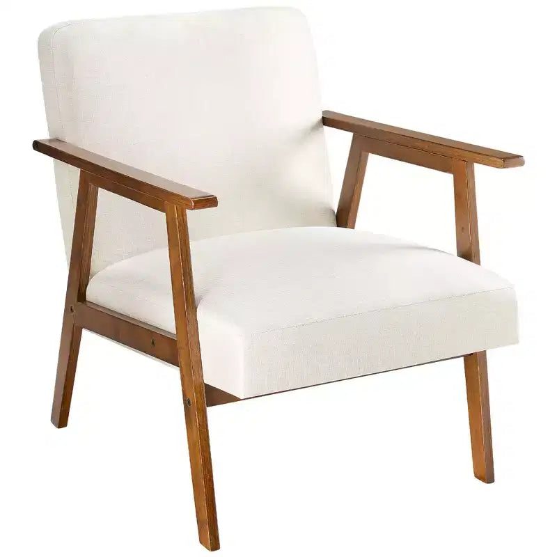JIONJOY Mid-Century Modern Accent Chair - 5.9'' Thick Cushioned Seat, 300 lbs Capacity Solid Wood Frame Armchair for Living Room, Bedroom