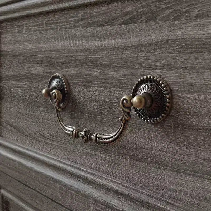 Farmhouse Nightstand Bedside Table, 5-Drawer Chest Dresser with Antique Bronze Knobs, Bedroom Storage