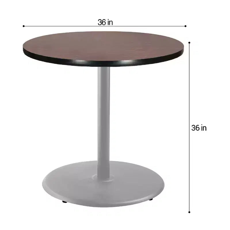 36" Round Dining Table, Gray Steel Pedestal Base with Laminate Top