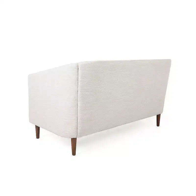 Tufted Loveseat with Button-Tufted Diamond Stitch, Beige/Espresso