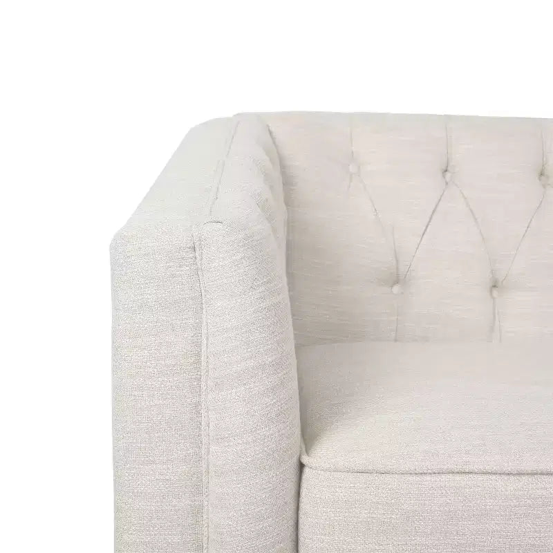 Tufted Loveseat with Button-Tufted Diamond Stitch, Beige/Espresso