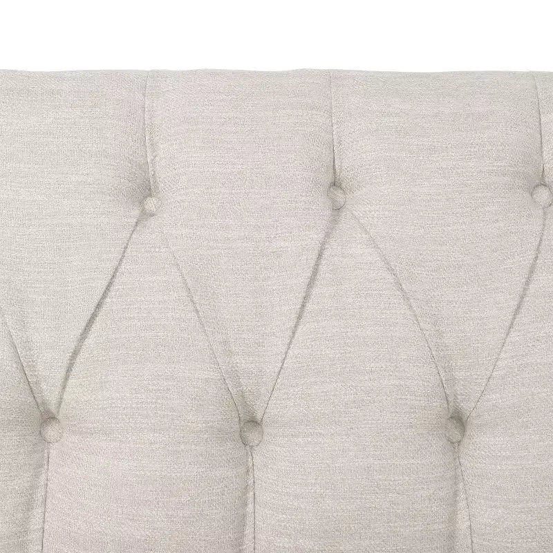 Tufted Loveseat with Button-Tufted Diamond Stitch, Beige/Espresso