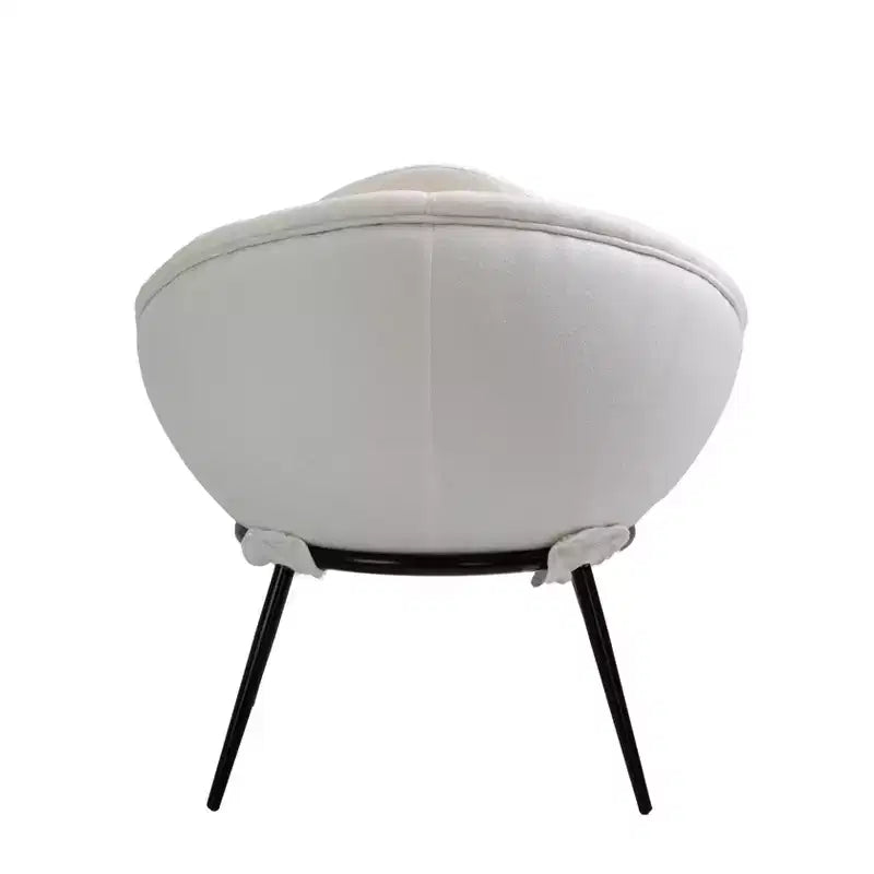 Modern Art-Inspired Cup-Shaped Accent Lounge Chair, White with Iron Legs
