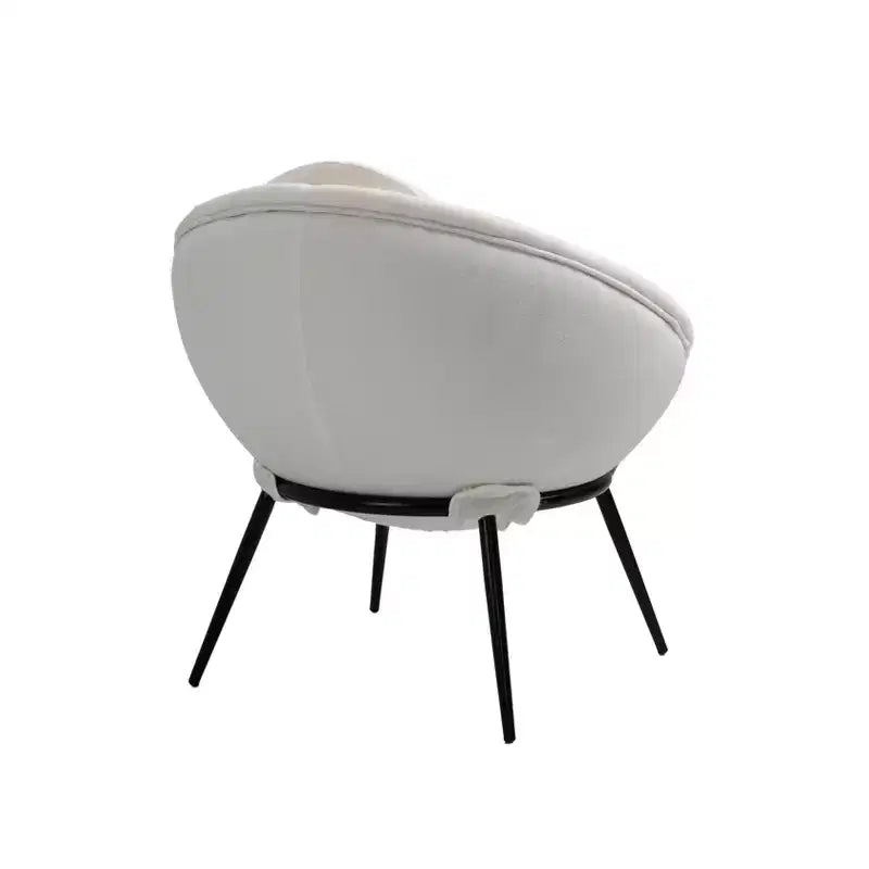 Modern Art-Inspired Cup-Shaped Accent Lounge Chair, White with Iron Legs