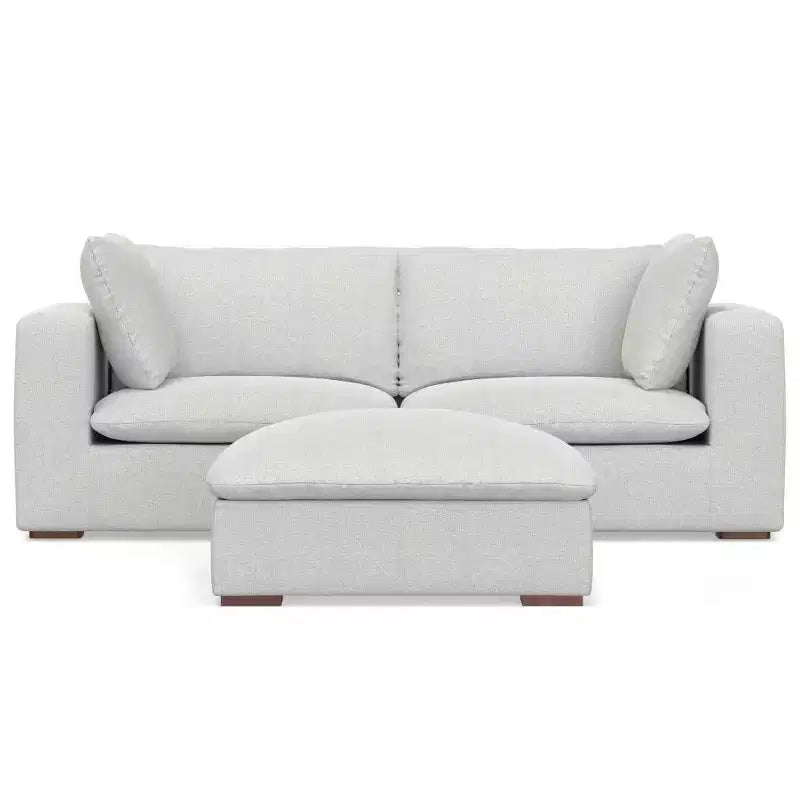 2-Seater Modular Sofa and Ottoman, Cloud Gray