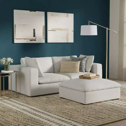 2-Seater Modular Sofa and Ottoman, Cloud Gray