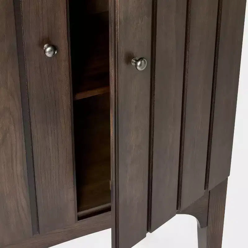 Arched Fluted Cabinet, Dark Brown, 2 Doors with 2 Interior Shelves