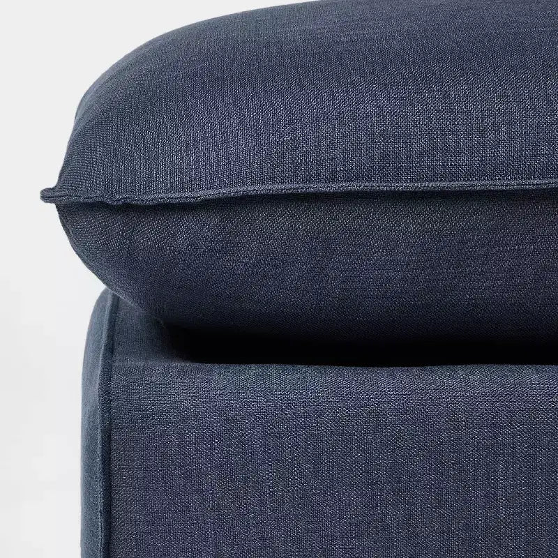 Padded Slipcover Ottoman, Blue, Square