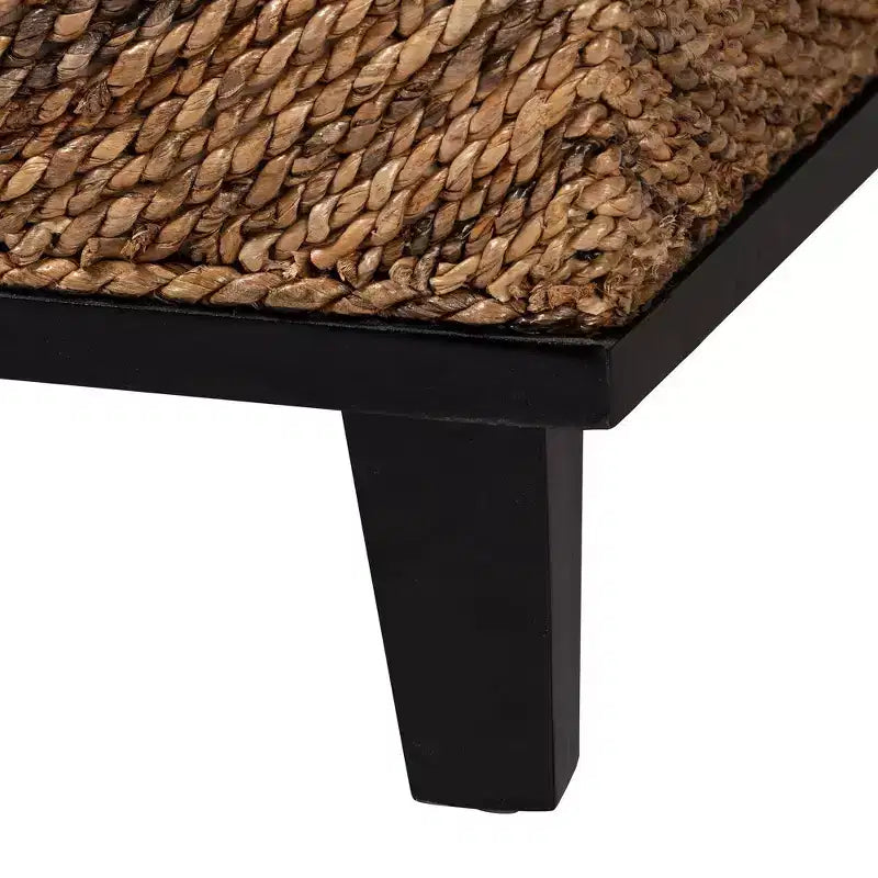 Bohemian Square Coffee Table, Natural Seagrass and Espresso Brown
