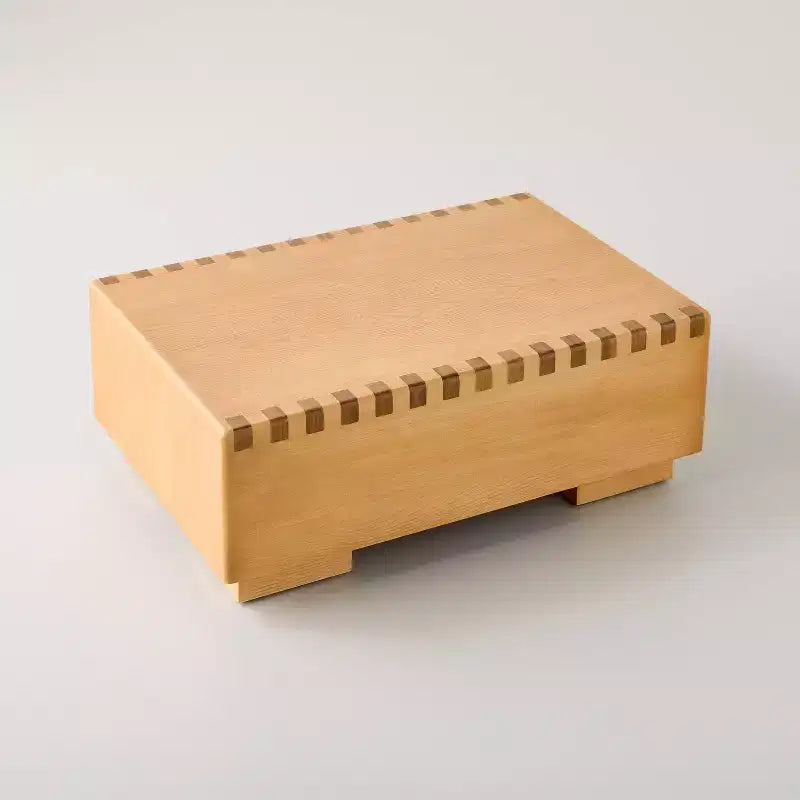 Coffee Table, Natural Light Brown Poplar Wood with Soft-Edge Design