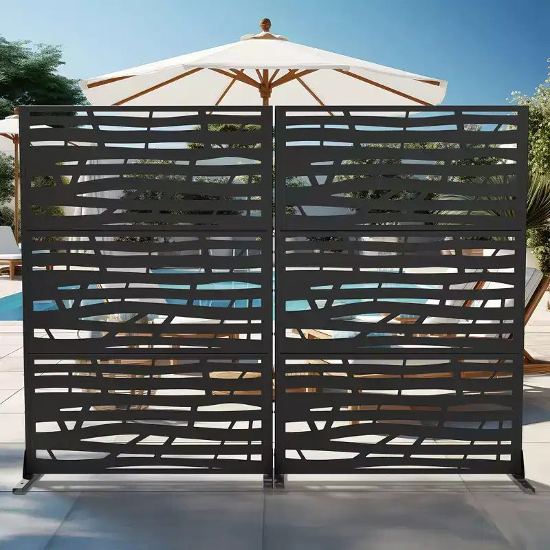 Metal Outdoor Privacy Screen, Freestanding Patio Decorative Panel