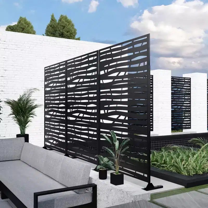 Metal Outdoor Privacy Screen, Freestanding Patio Decorative Panel