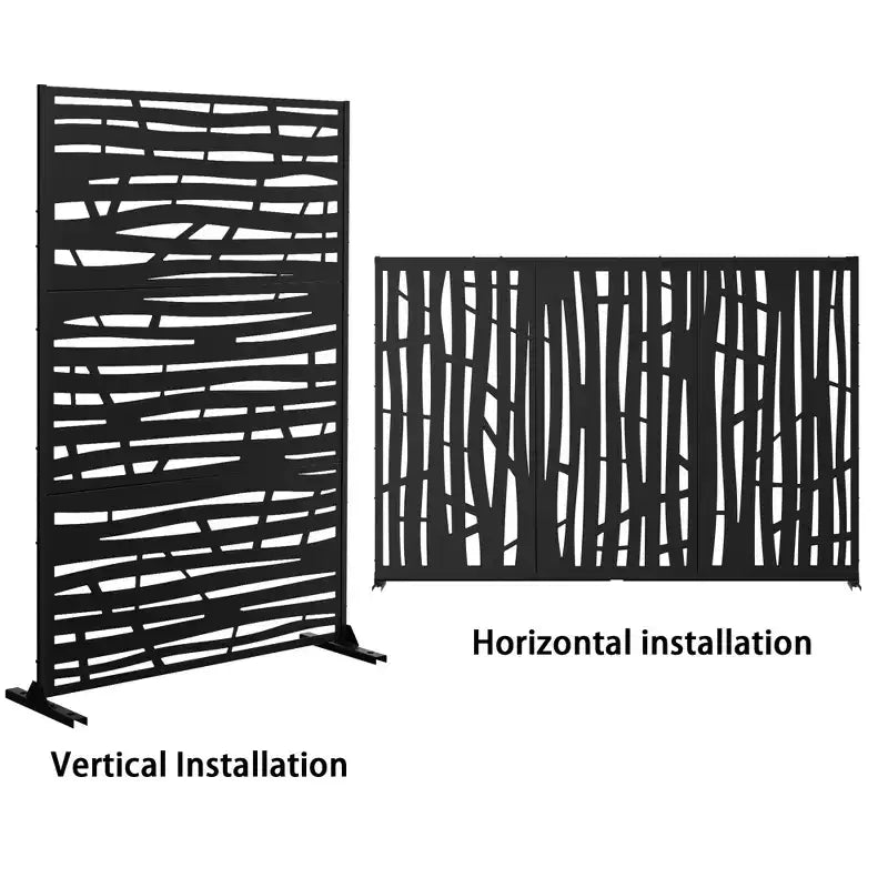 Metal Outdoor Privacy Screen, Freestanding Patio Decorative Panel
