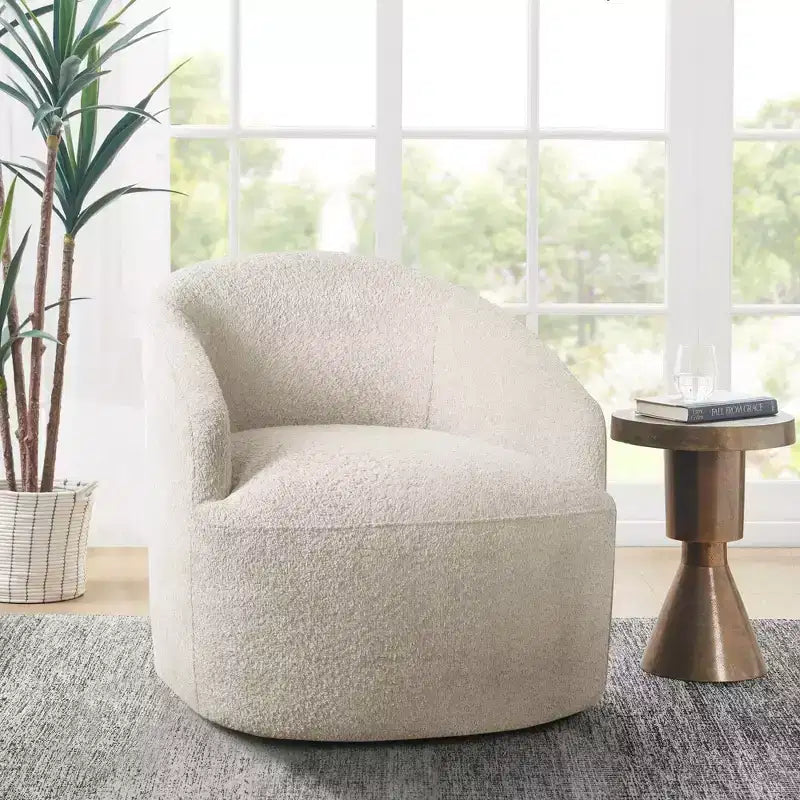 Upholstered 360° Swivel Chair with High-Density Foam Cushion