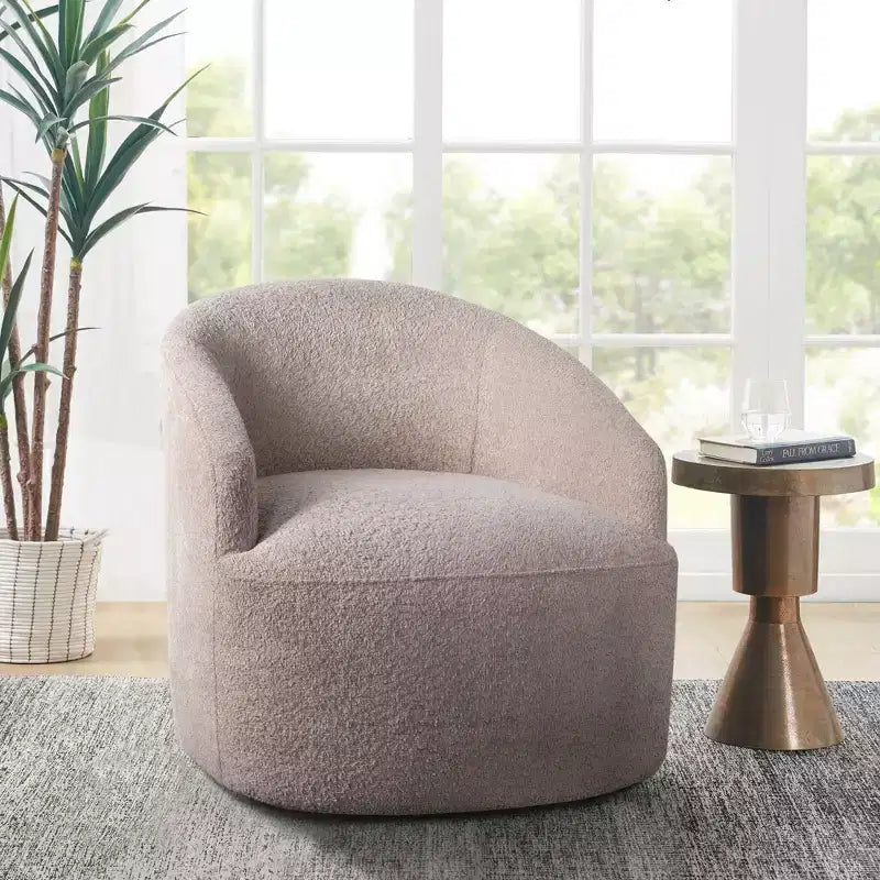 Upholstered 360° Swivel Chair with High-Density Foam Cushion