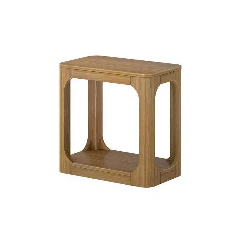 Rectangular Side Table with Bottom Shelf, Slim Design for Living Room