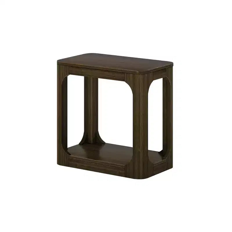 Rectangular Side Table with Bottom Shelf, Slim Design for Living Room