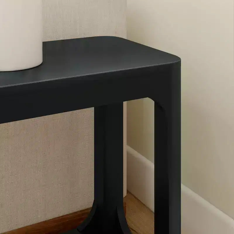 Rectangular Side Table with Bottom Shelf, Slim Design for Living Room