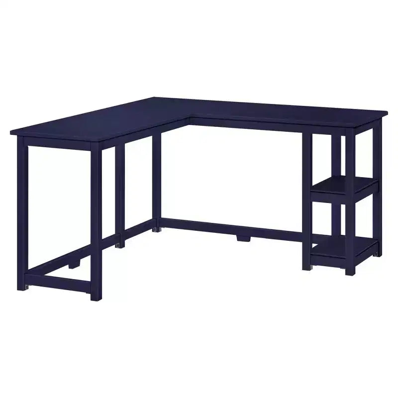 Solid Wood L-Shaped Corner Desk with Storage Shelves for Home Office, Gaming, Computer