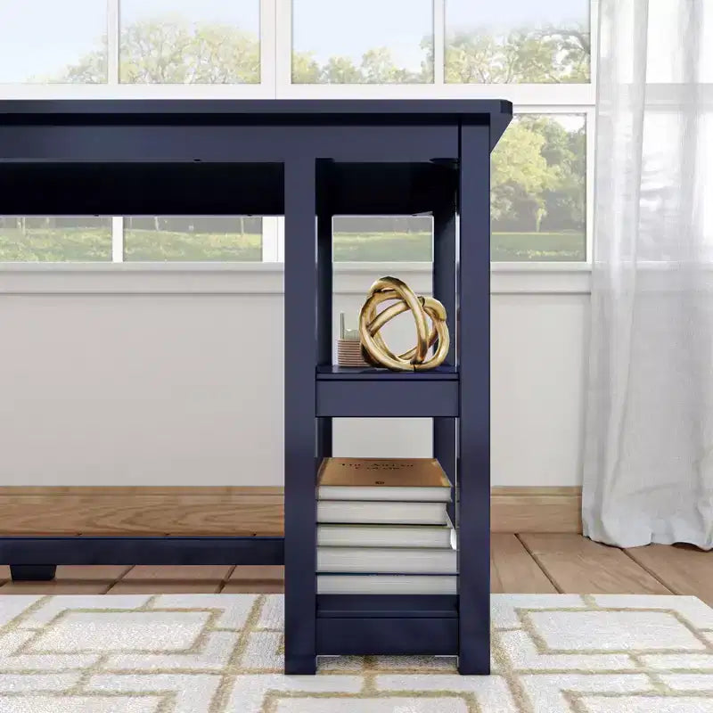 Solid Wood L-Shaped Corner Desk with Storage Shelves for Home Office, Gaming, Computer