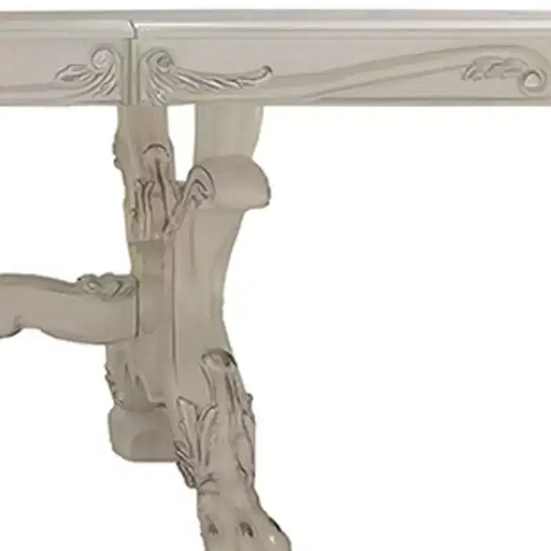 Large Rectangular Dining Table, Bone White Finish, Seats 8