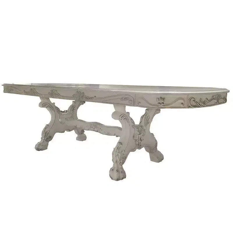 Large Rectangular Dining Table, Bone White Finish, Seats 8