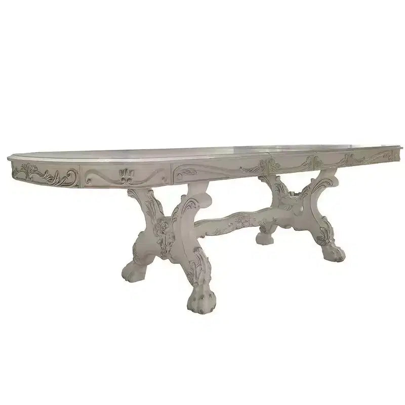 Large Rectangular Dining Table, Bone White Finish, Seats 8