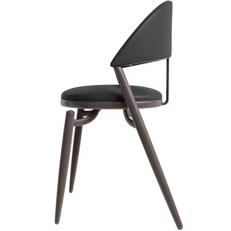Modern Leather Dining Chair, Open Back Upholstered Accent Side Chair with Metal Legs, No Assembly