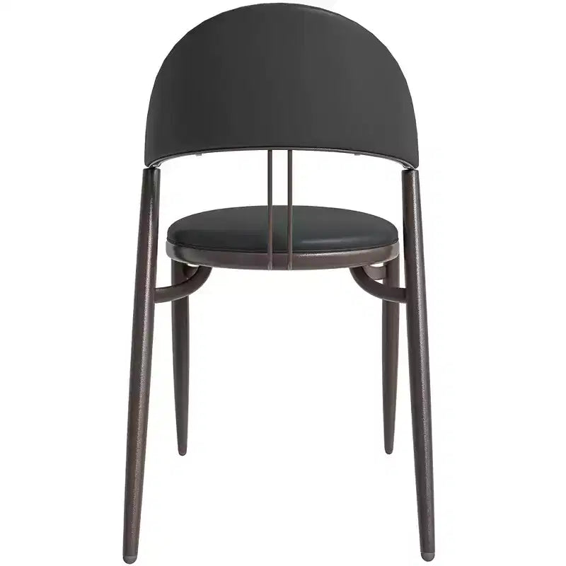 Modern Leather Dining Chair, Open Back Upholstered Accent Side Chair with Metal Legs, No Assembly