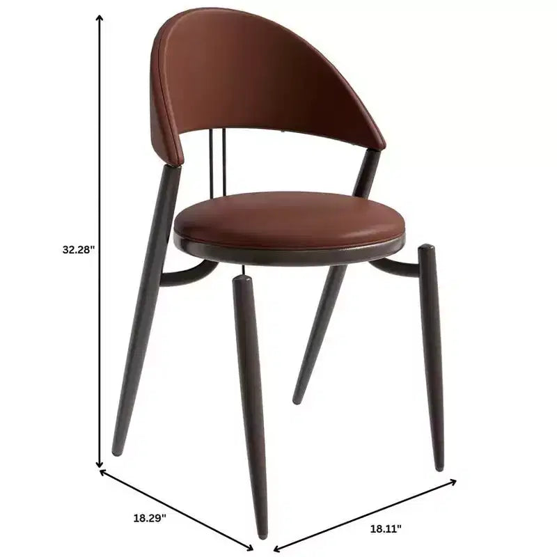 Modern Leather Dining Chair, Open Back Upholstered Accent Side Chair with Metal Legs, No Assembly