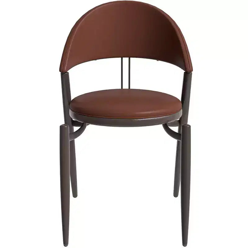 Modern Leather Dining Chair, Open Back Upholstered Accent Side Chair with Metal Legs, No Assembly